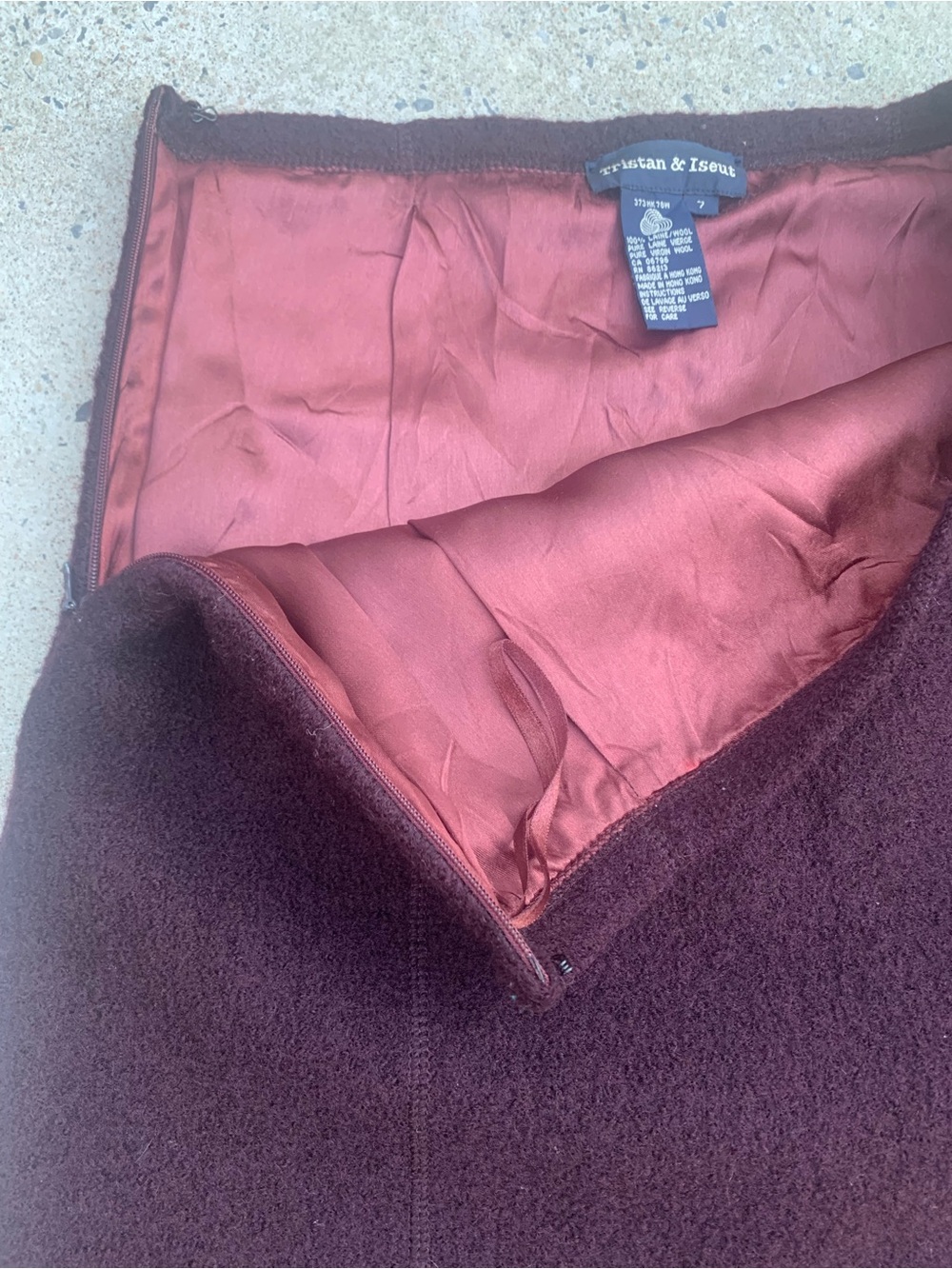 Vintage Tristan & Iseut Burgundy Wool Blend Pencil Skirt - Fully Lined - Size 7